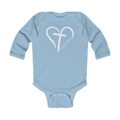 Heart and Cross Infant Long Sleeve Bodysuit