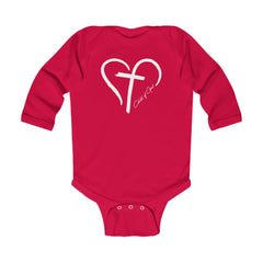 Heart and Cross Infant Long Sleeve Bodysuit