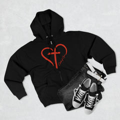 Moletom com capuz com zíper completo unissex Heart and Cross