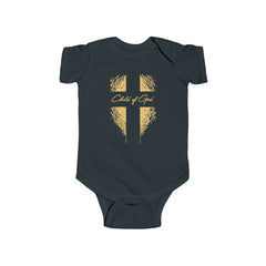 Body infantil de jérsei fino com escudo e cruz