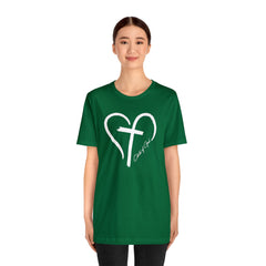 Heart and Cross Unisex Jersey Short Sleeve Tee