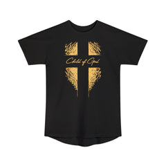 Camiseta urbana masculina Shield and Cross de corpo longo