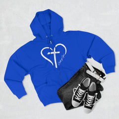 Heart and Cross Men's Premium Full Zip Hoodie