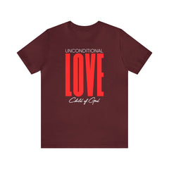 Camiseta unissex de manga curta com amor incondicional