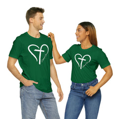 Heart and Cross Unisex Jersey Short Sleeve Tee