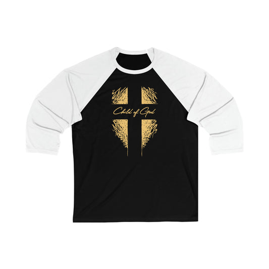 Camiseta de beisebol unissex de manga 3/4 Shield and Cross