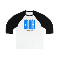 Saved by Grace Men's 3/4 Sleeve Baseball Tee