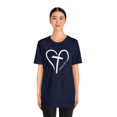 Heart and Cross Unisex Jersey Short Sleeve Tee