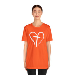 Heart and Cross Unisex Jersey Short Sleeve Tee