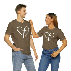 Heart and Cross Unisex Jersey Short Sleeve Tee