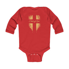 Body infantil de manga comprida com escudo e cruz