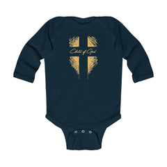 Body infantil de manga comprida com escudo e cruz