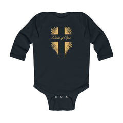 Body infantil de manga comprida com escudo e cruz