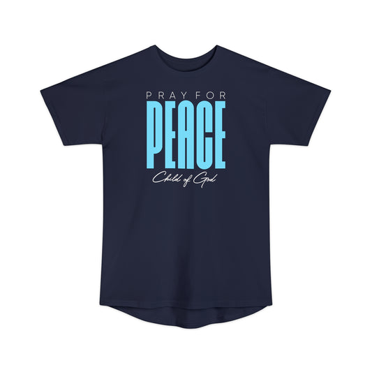 Camiseta urbana unissex de corpo longo Ore pela paz