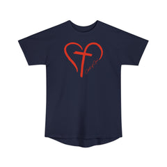 Heart and Cross Unisex Long Body Urban Tee