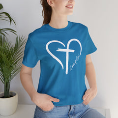 Heart and Cross Unisex Jersey Short Sleeve Tee