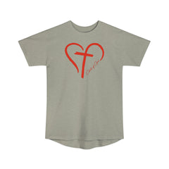 Heart and Cross Unisex Long Body Urban Tee