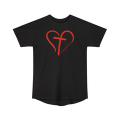 Heart and Cross Men's Long Body Urban Tee