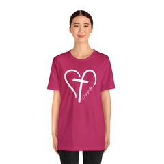 Heart and Cross Unisex Jersey Short Sleeve Tee