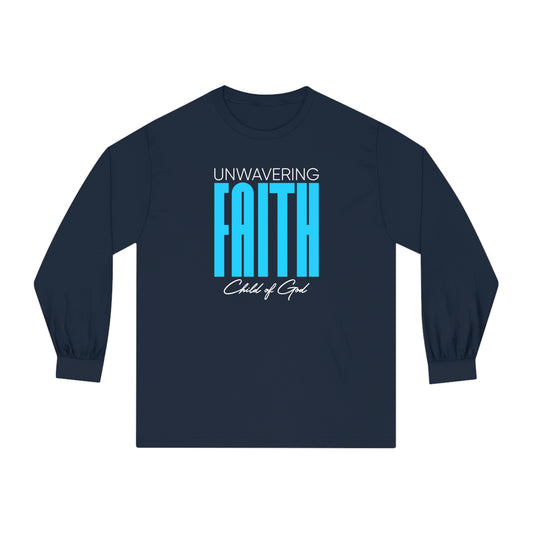 Camiseta de manga comprida unissex da fé inabalável