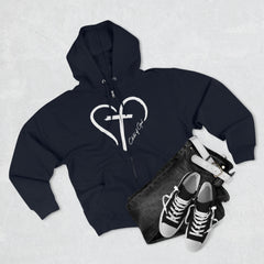 Heart and Cross Men's Premium Full Zip Hoodie