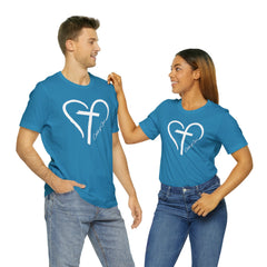 Heart and Cross Unisex Jersey Short Sleeve Tee