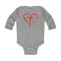 Heart and Cross Infant Long Sleeve Bodysuit