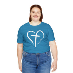 Heart and Cross Unisex Jersey Short Sleeve Tee