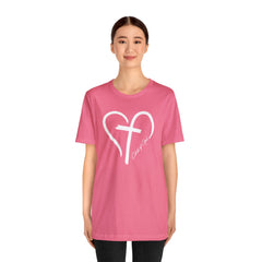 Heart and Cross Unisex Jersey Short Sleeve Tee