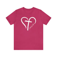 Heart and Cross Unisex Jersey Short Sleeve Tee