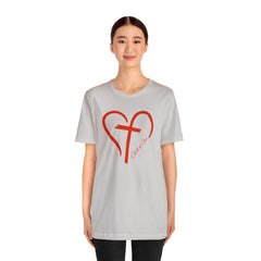 Herz und Kreuz Unisex Jersey Kurzarm-T-Shirt