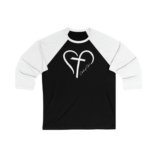 Heart and Cross Herren-Baseball-T-Shirt mit 3/4-Ärmeln