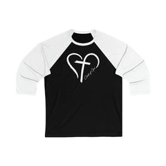 Camiseta masculina de beisebol manga 3/4 Heart and Cross