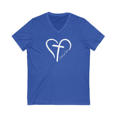 Heart and Cross Men's Jersey Short Sleeve V-Neck Tee