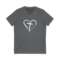 Heart and Cross Men's Jersey Short Sleeve V-Neck Tee