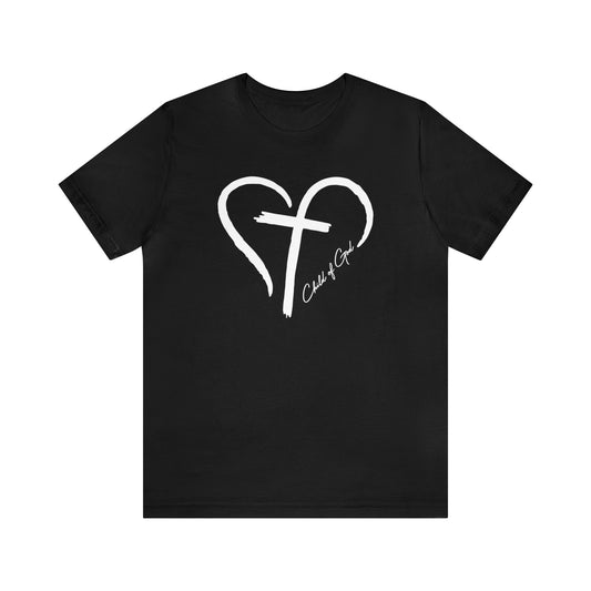 Herz und Kreuz Unisex Jersey Kurzarm-T-Shirt