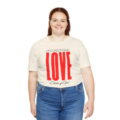 Camiseta unissex de manga curta com amor incondicional