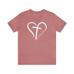 Heart and Cross Unisex Jersey Short Sleeve Tee