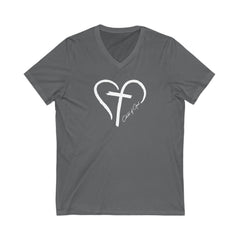 Heart and Cross Men's Jersey Short Sleeve V-Neck Tee