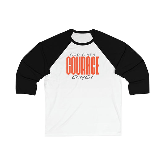 God Given Courage Herren-Baseball-T-Shirt mit 3/4-Ärmeln