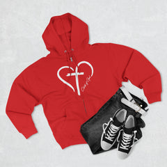 Moletom com capuz com zíper completo unissex Heart and Cross