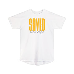 Camiseta urbana masculina de corpo longo Saved Child of God