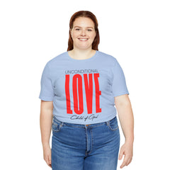 Camiseta unissex de manga curta com amor incondicional