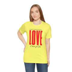 Camiseta unissex de manga curta com amor incondicional