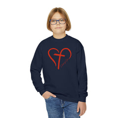 Heart and Cross Youth Crewneck Sweatshirt