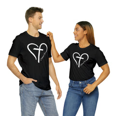 Heart and Cross Unisex Jersey Short Sleeve Tee