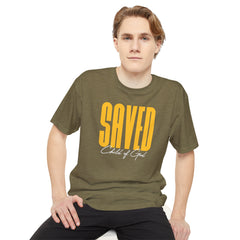 Camiseta urbana masculina de corpo longo Saved Child of God