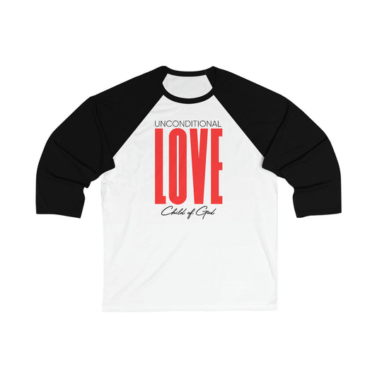 Unconditional Love Unisex-Baseball-T-Shirt mit 3/4-Ärmeln