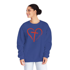 Heart and Cross Unisex NuBlend® Crewneck Sweatshirt