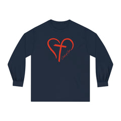 Heart and Cross Unisex Long Sleeve T-Shirt